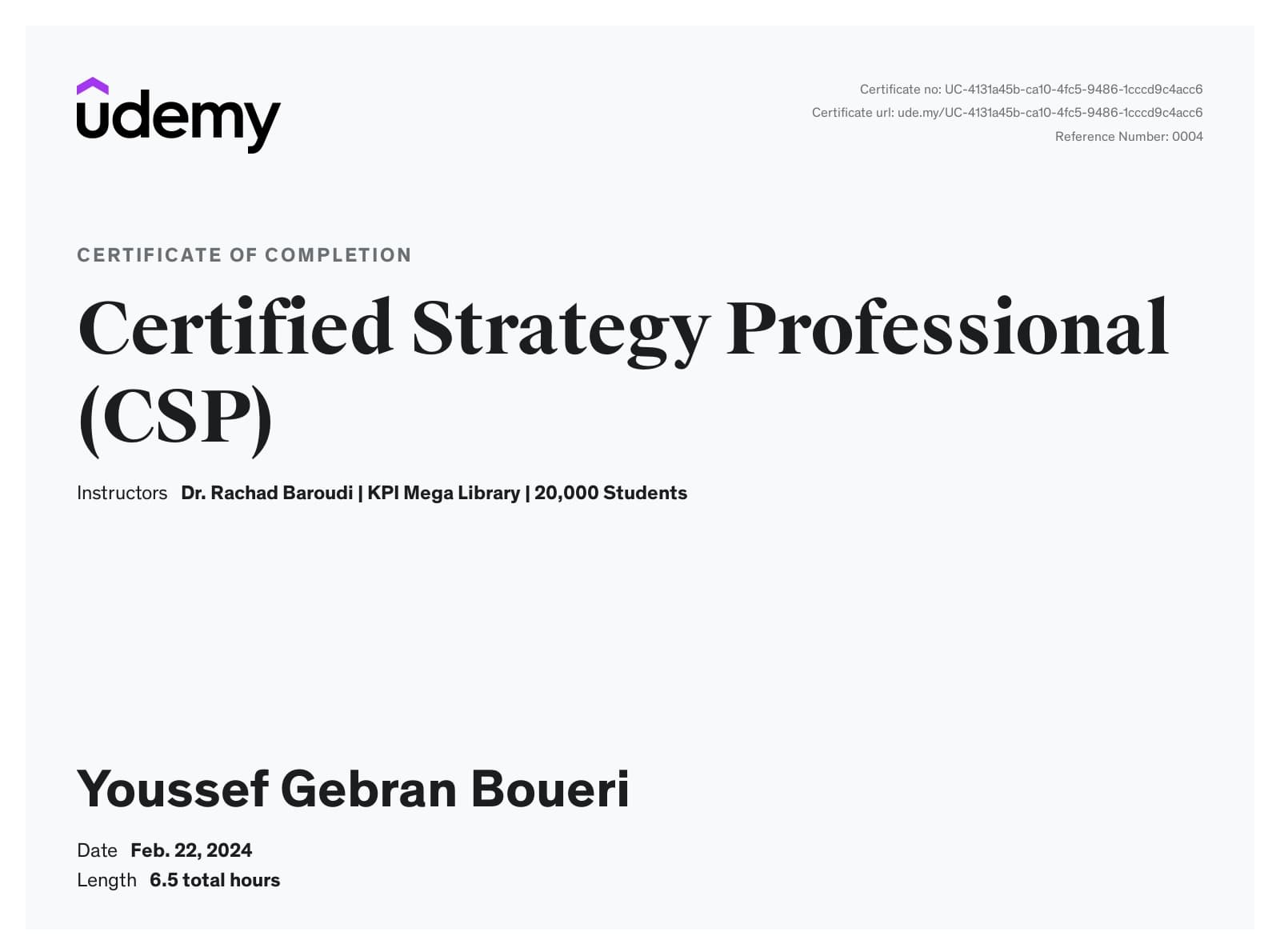 Certified Strategy Professional (CSP)